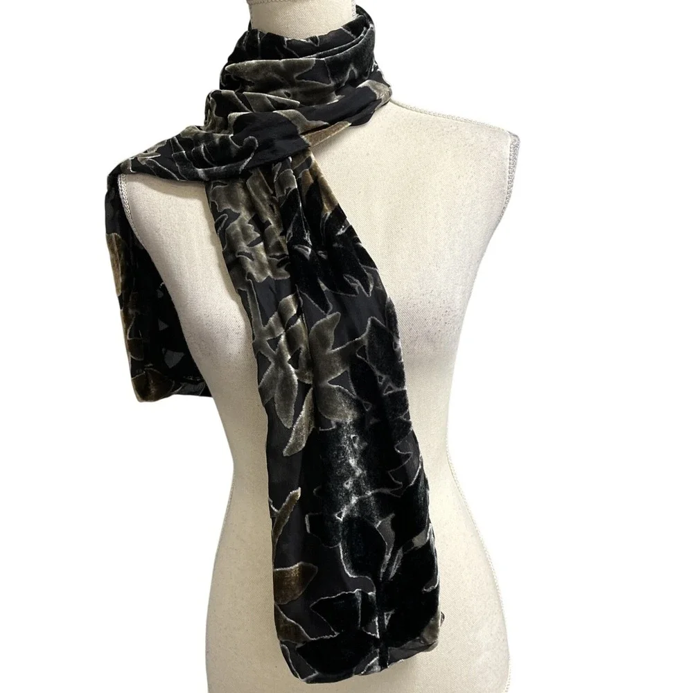 Black Burnout Sheer Burnout Velvet‎ Scarf Whimsigoth Fairy Grunge Event Glam